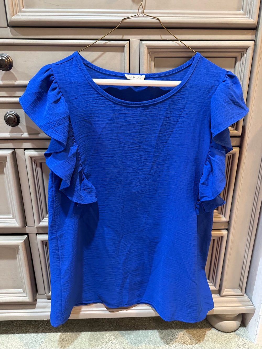entro Cobalt Blue Ruffle Sleeve Blouse